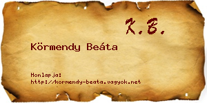 Körmendy Beáta névjegykártya