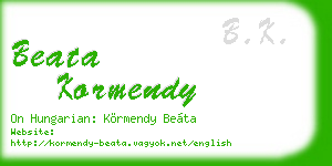beata kormendy business card